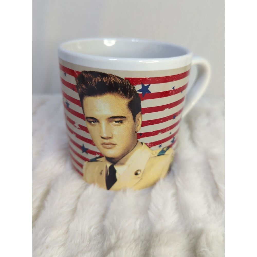 Elvis Signature Product Lg. 16oz Coffee Mug Cup Stars Stripes ELVIS PRESLEY 2017